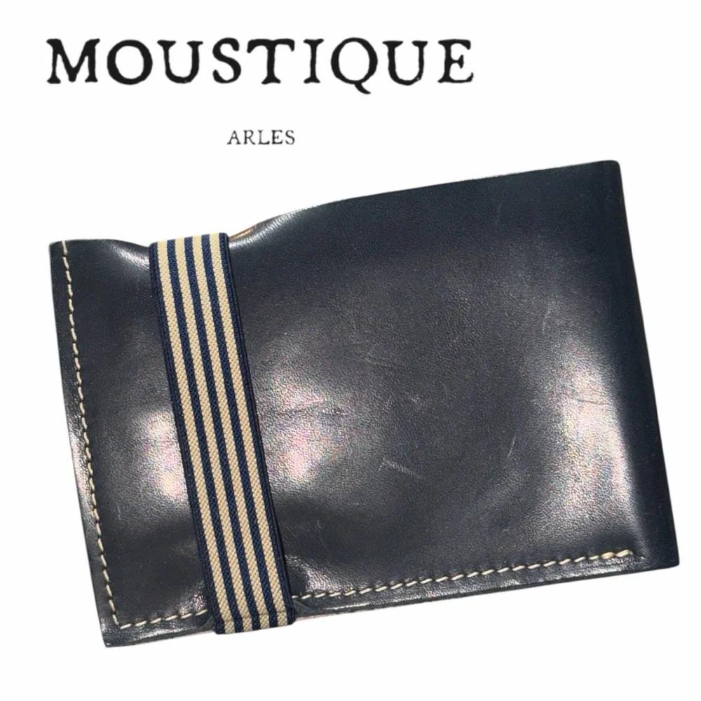 Moustique Arles Men’s Bifold Navy Blue‎ Leather Wallet